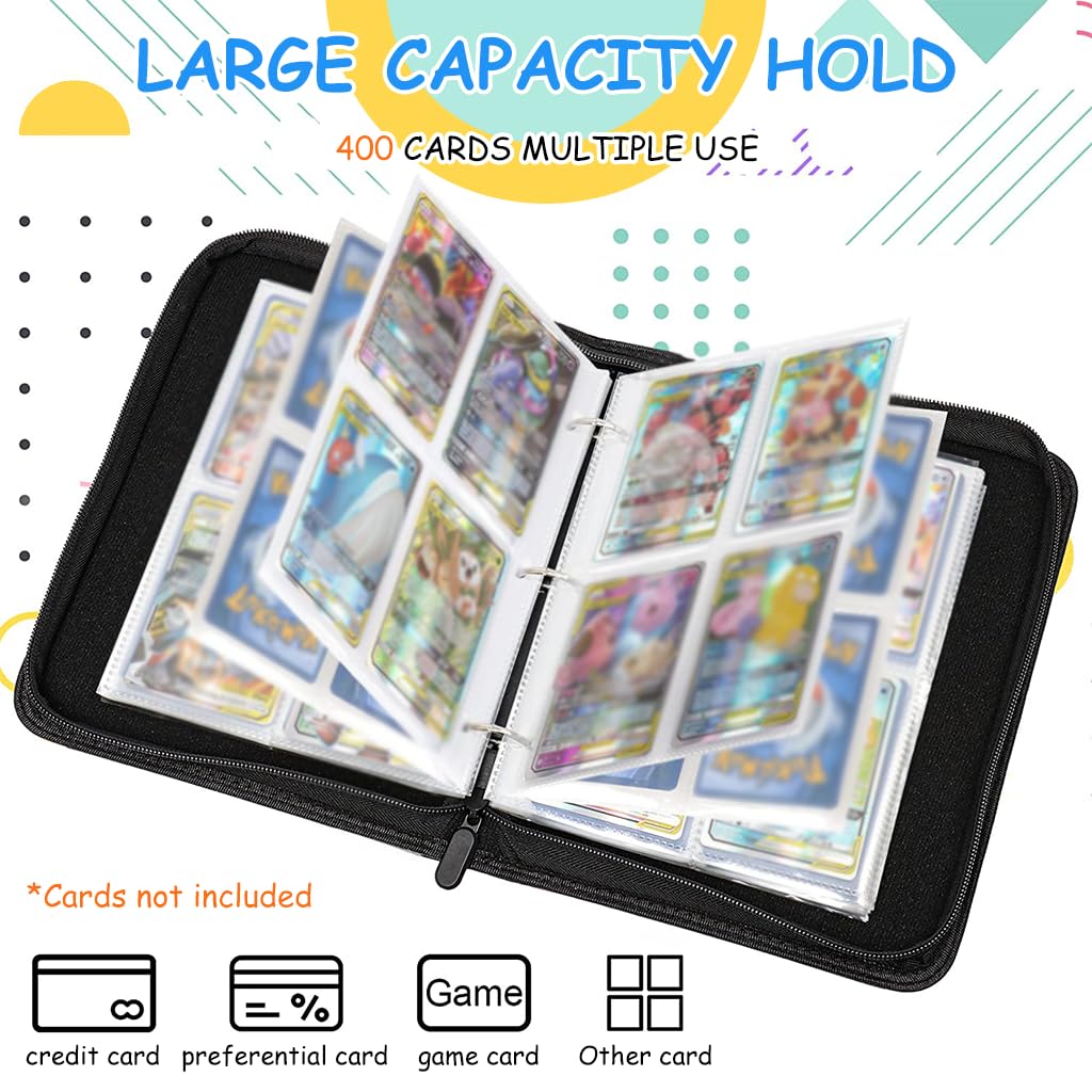 PATPAT® Poke-mon Game Card Binder for 400 Cards Trading Cards Holder Organizer, Poke-mon Cards Collection Bag Game Cards Binder Case, Game Cards Case Gifts for Kids Boys Girls PATPAT® Poke-mon Game Card Binder for 400 Cards Trading Cards Holder Organizer, Poke-mon Cards Collection Bag Game Cards Binder Case, Game Cards Case Gifts for Kids Boys Girls